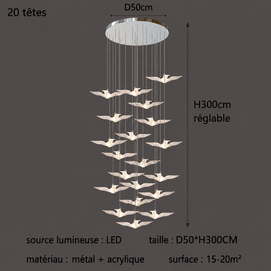 Suspension LED Oiseau Design Moderne