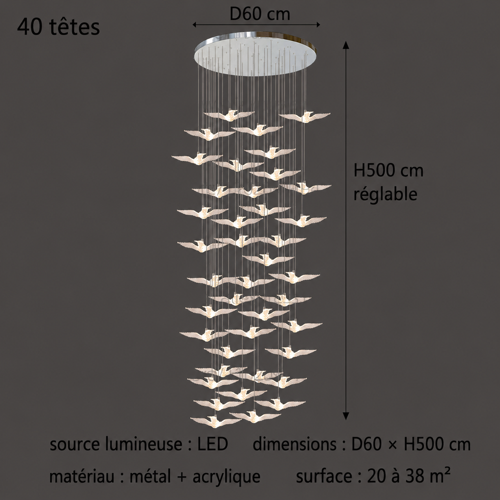 Suspension LED Oiseau Design Moderne