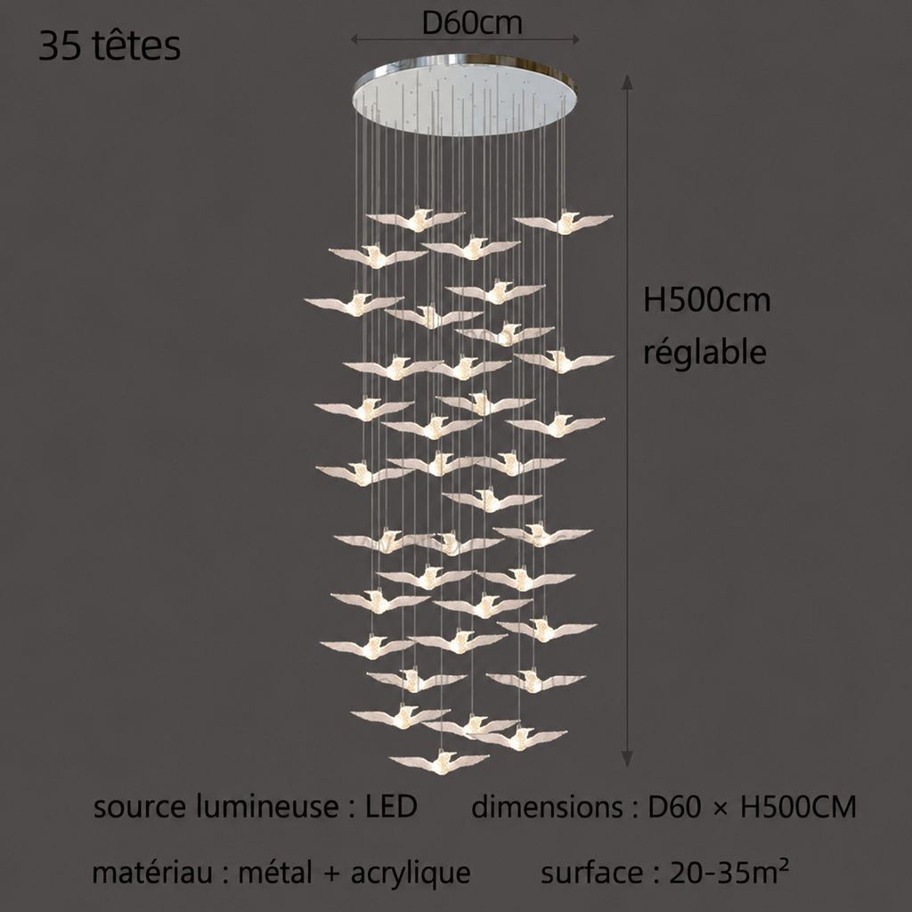 Suspension LED Oiseau Design Moderne