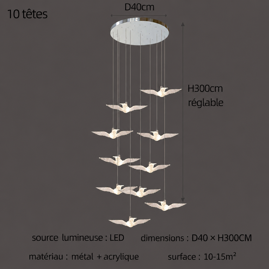 Suspension LED Oiseau Design Moderne