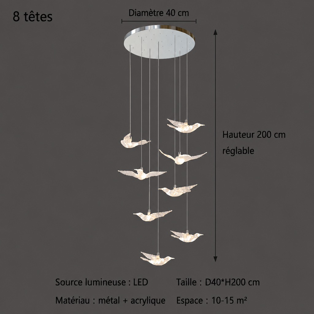 Suspension LED Oiseau Design Moderne