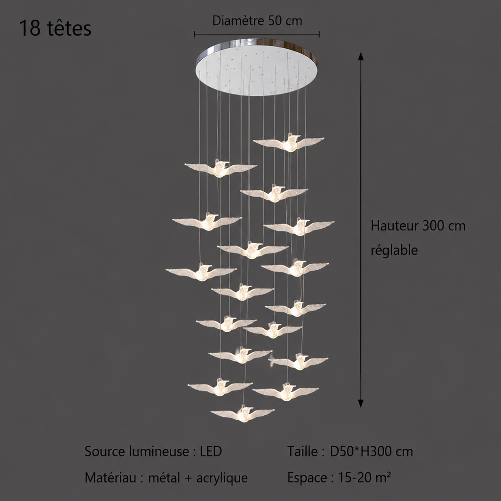 Suspension LED Oiseau Design Moderne