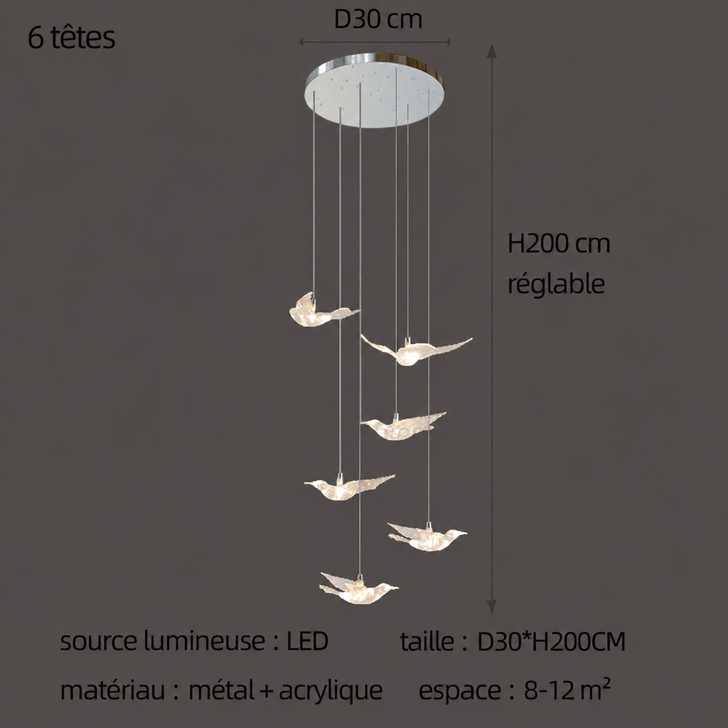 Suspension LED Oiseau Design Moderne