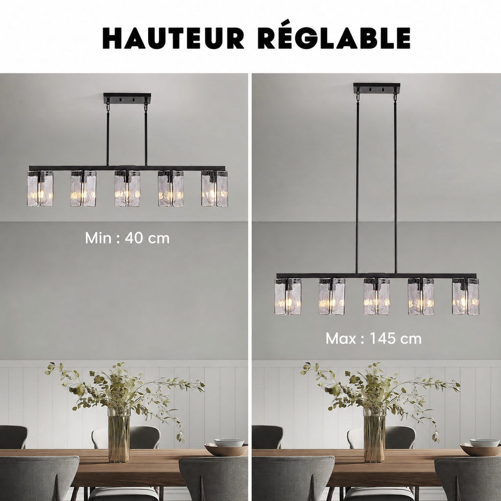 Lustre Linéaire Verre Fumé pour Salle à Manger