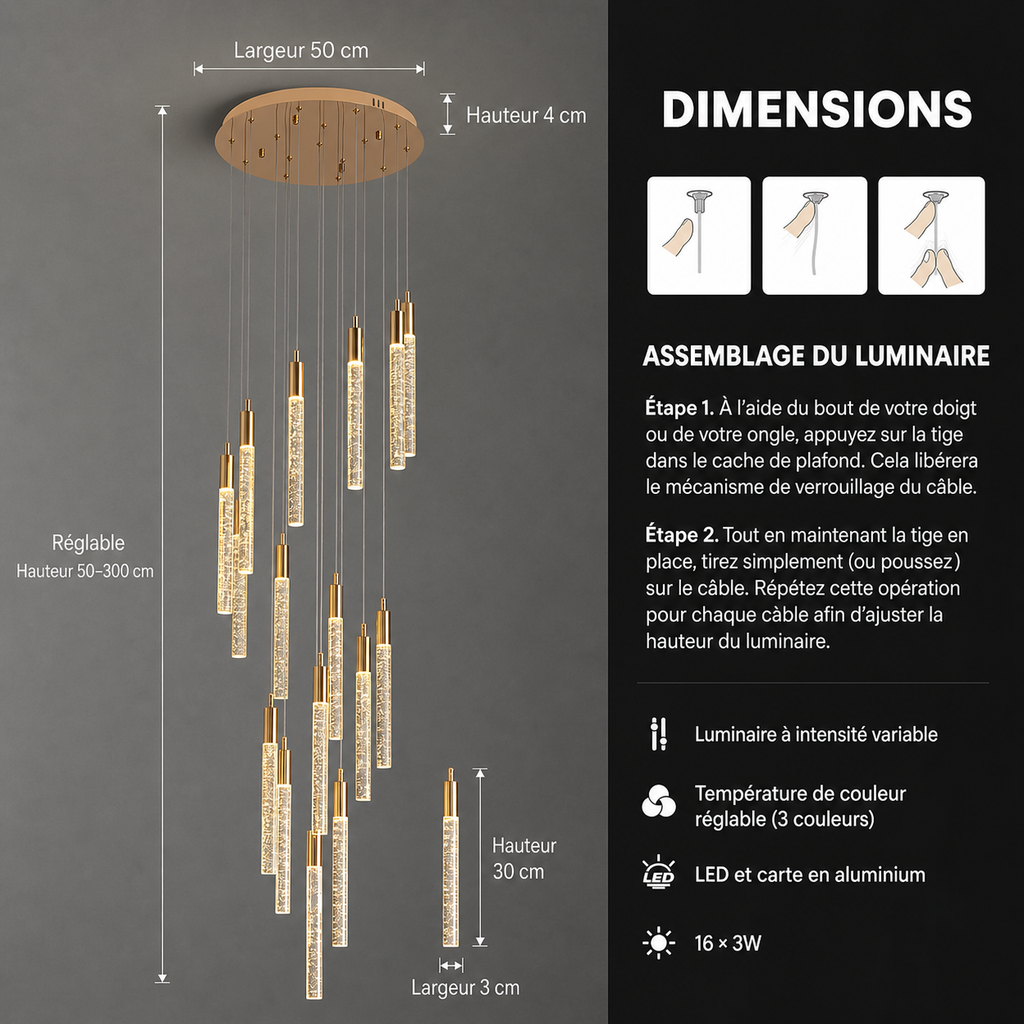 Lustre 25 Lumières Plafond Haut pour Salon
