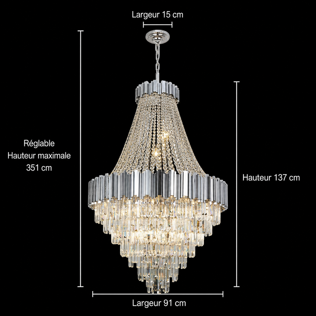 Lustre Cristal Étages pour Salle à Manger