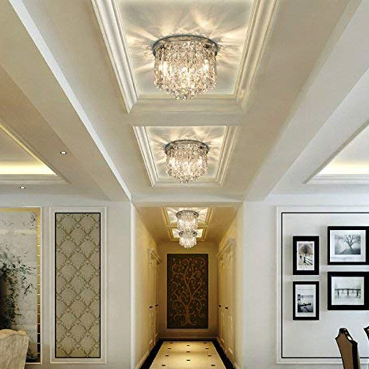 Lustre Rond Cristal Salle à Manger Anneau