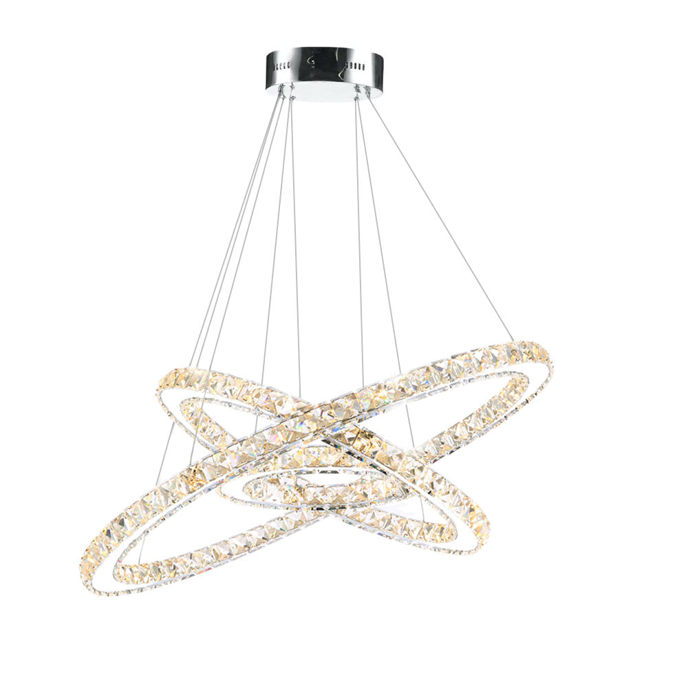 Lustre Rectangulaire Cristal Argenté Anneau