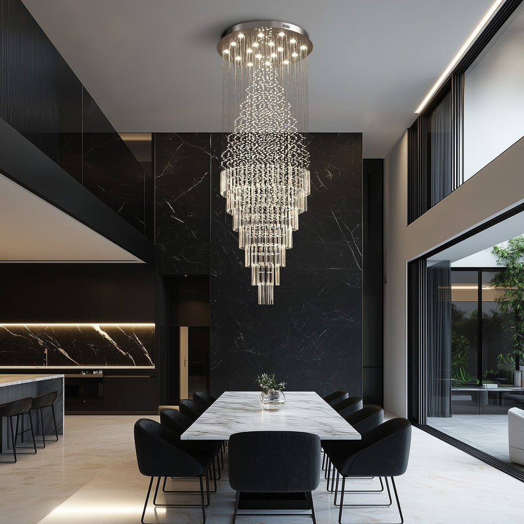Lustre Gouttes Cristal Entrée