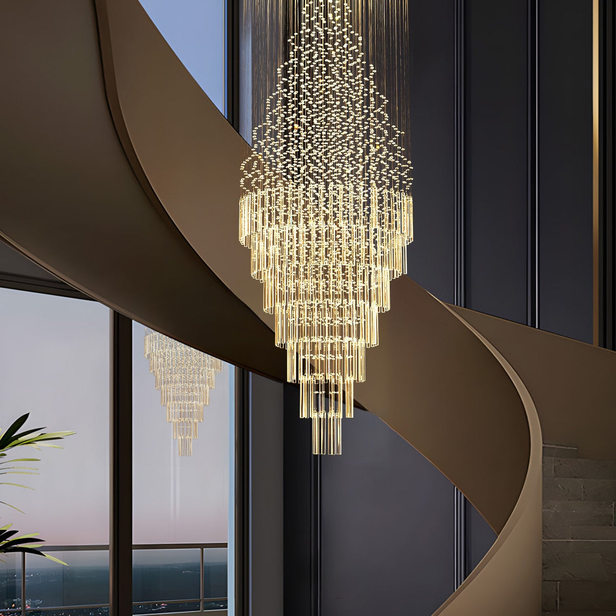 Lustre Gouttes Cristal Entrée