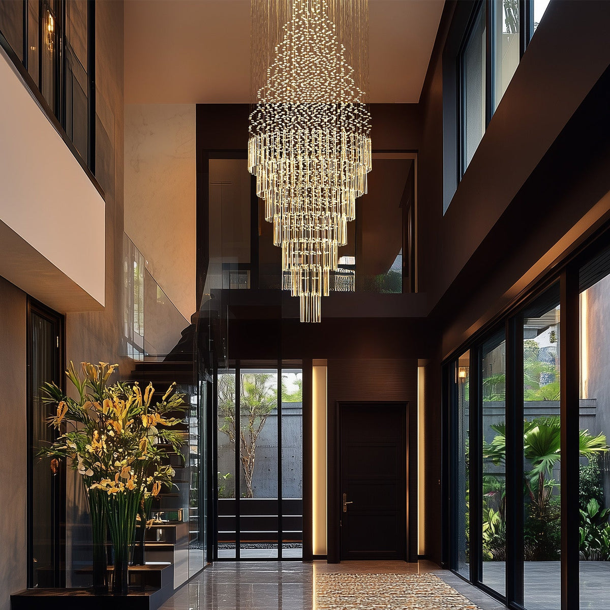Lustre Gouttes Cristal Entrée