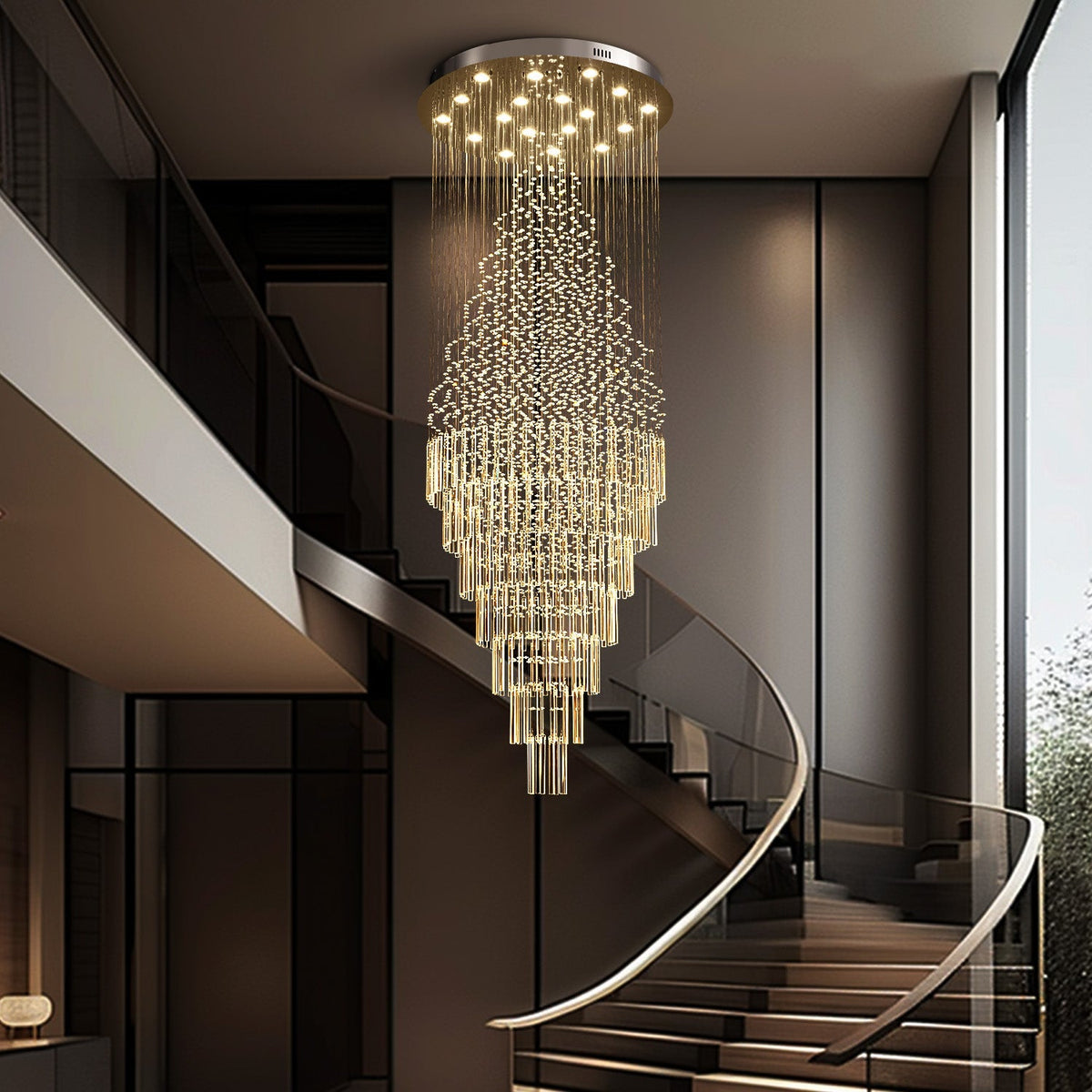 Lustre Gouttes Cristal Entrée