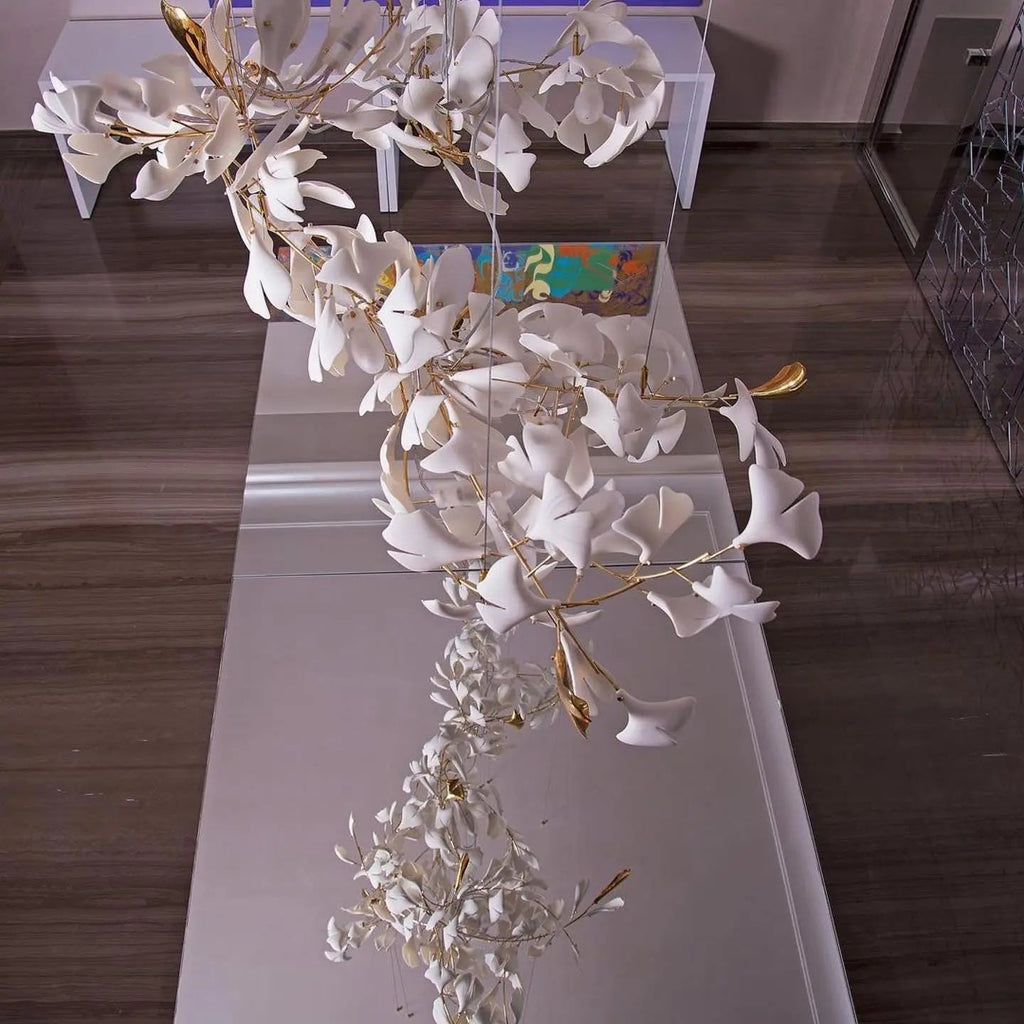 Lustre Floral Doré en Céramique