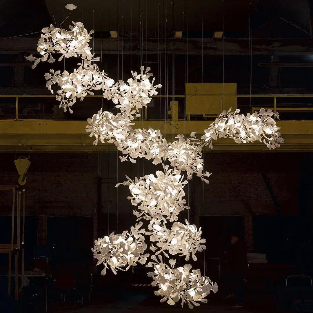 Lustre Floral Doré en Céramique
