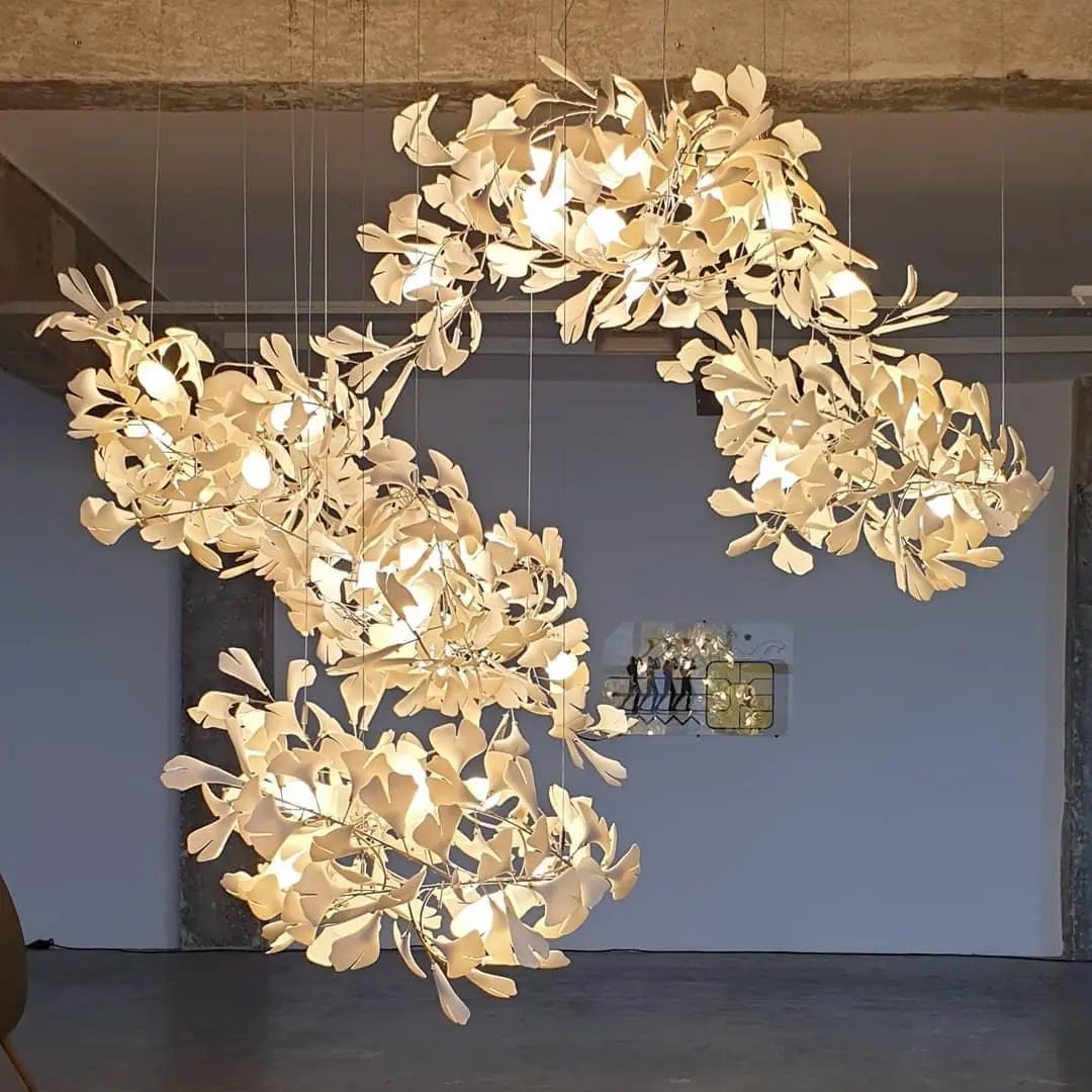Lustre Floral Doré en Céramique