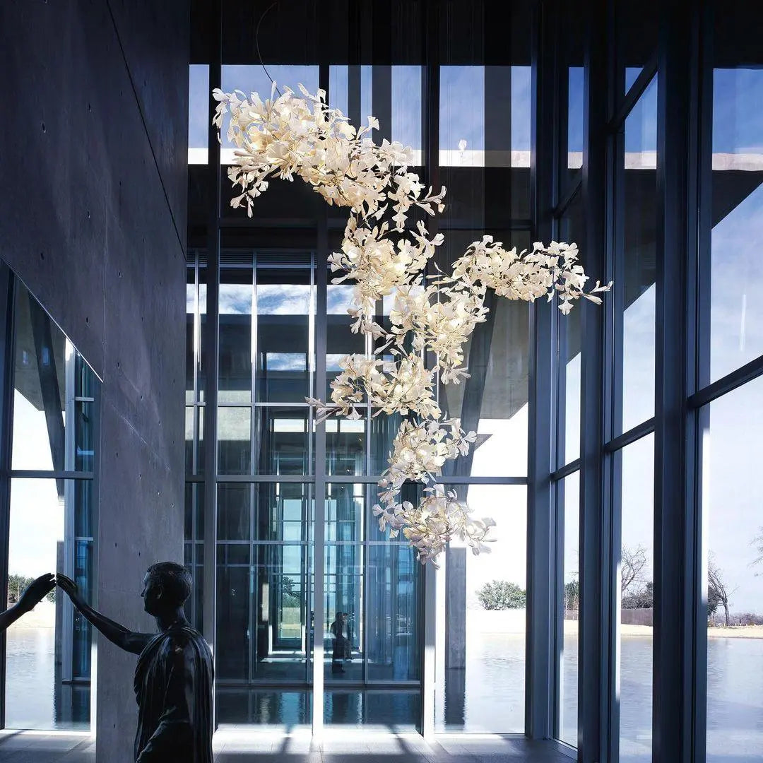 Lustre Floral Doré en Céramique
