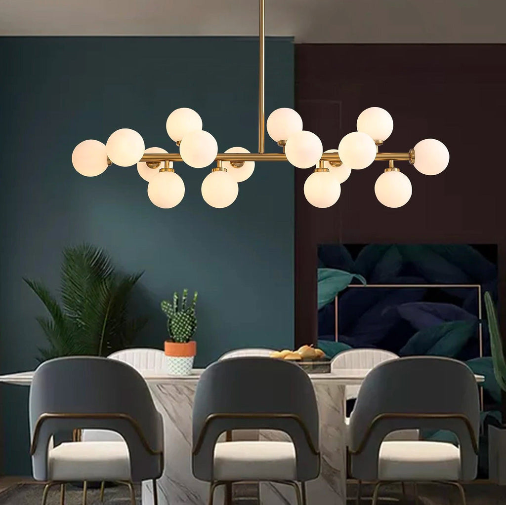 Lustre Rectangulaire Métal Salle à Manger Gris