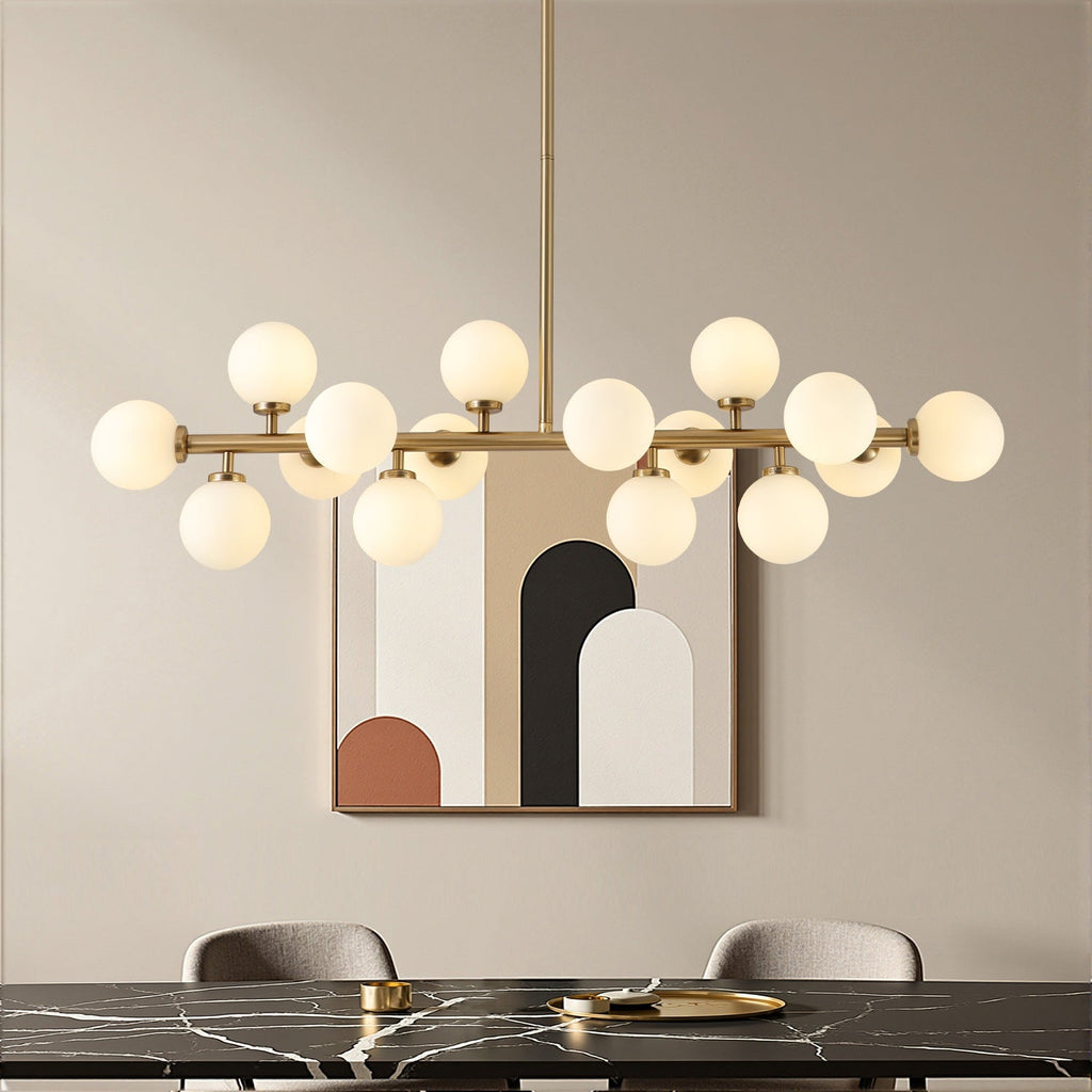 Lustre Rectangulaire Métal Salle à Manger Gris