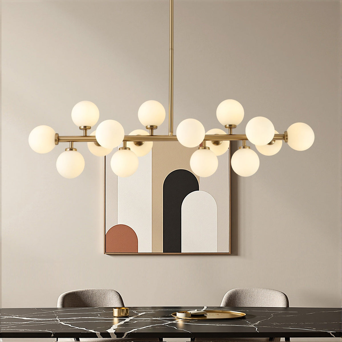 Lustre Rectangulaire Métal Salle à Manger Gris