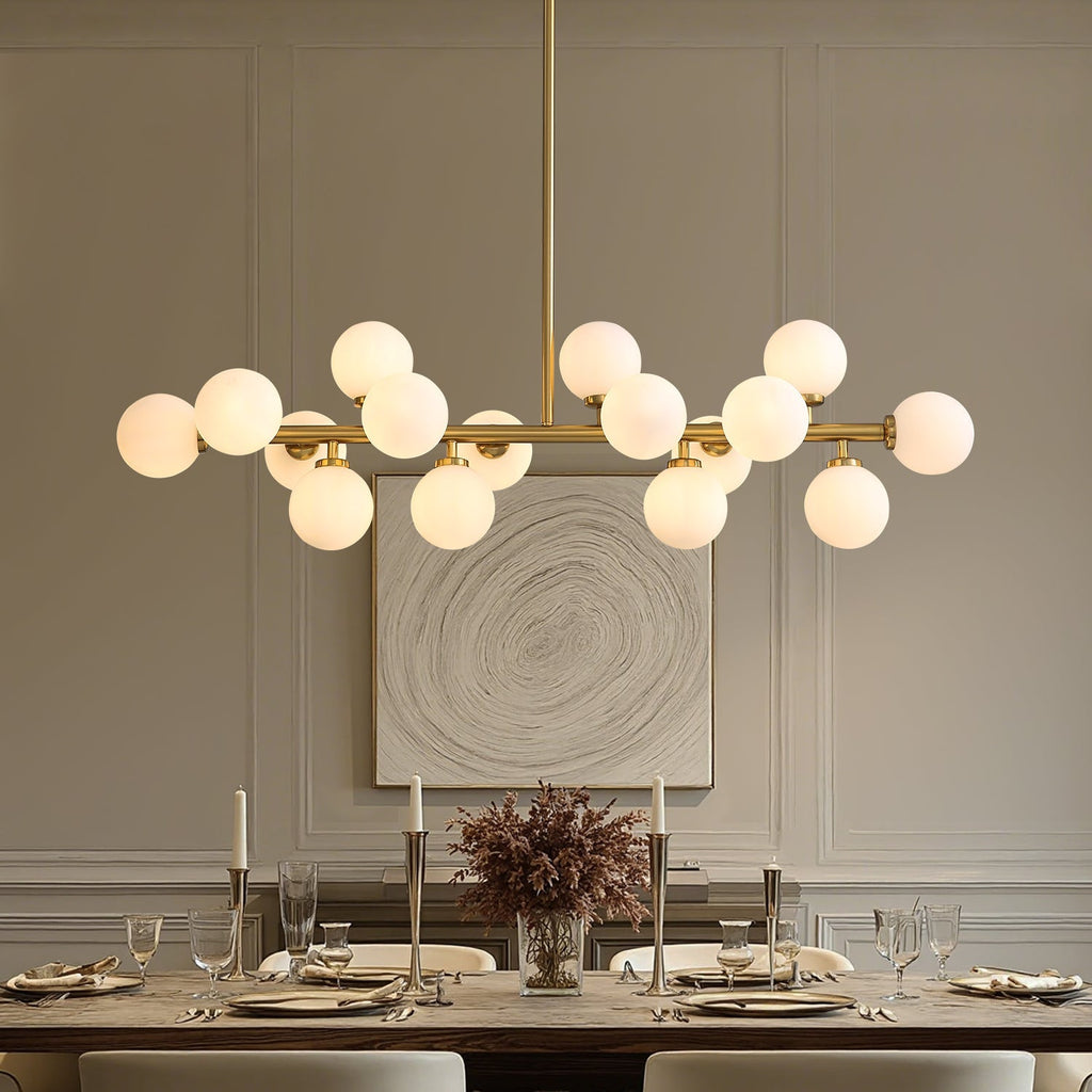 Lustre Rectangulaire Métal Salle à Manger Gris