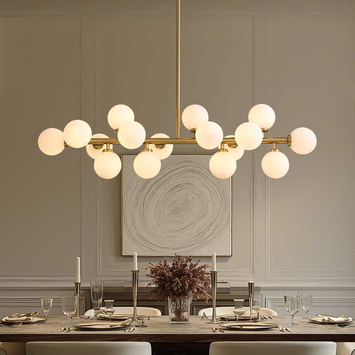 Lustre Rectangulaire Métal Salle à Manger Gris