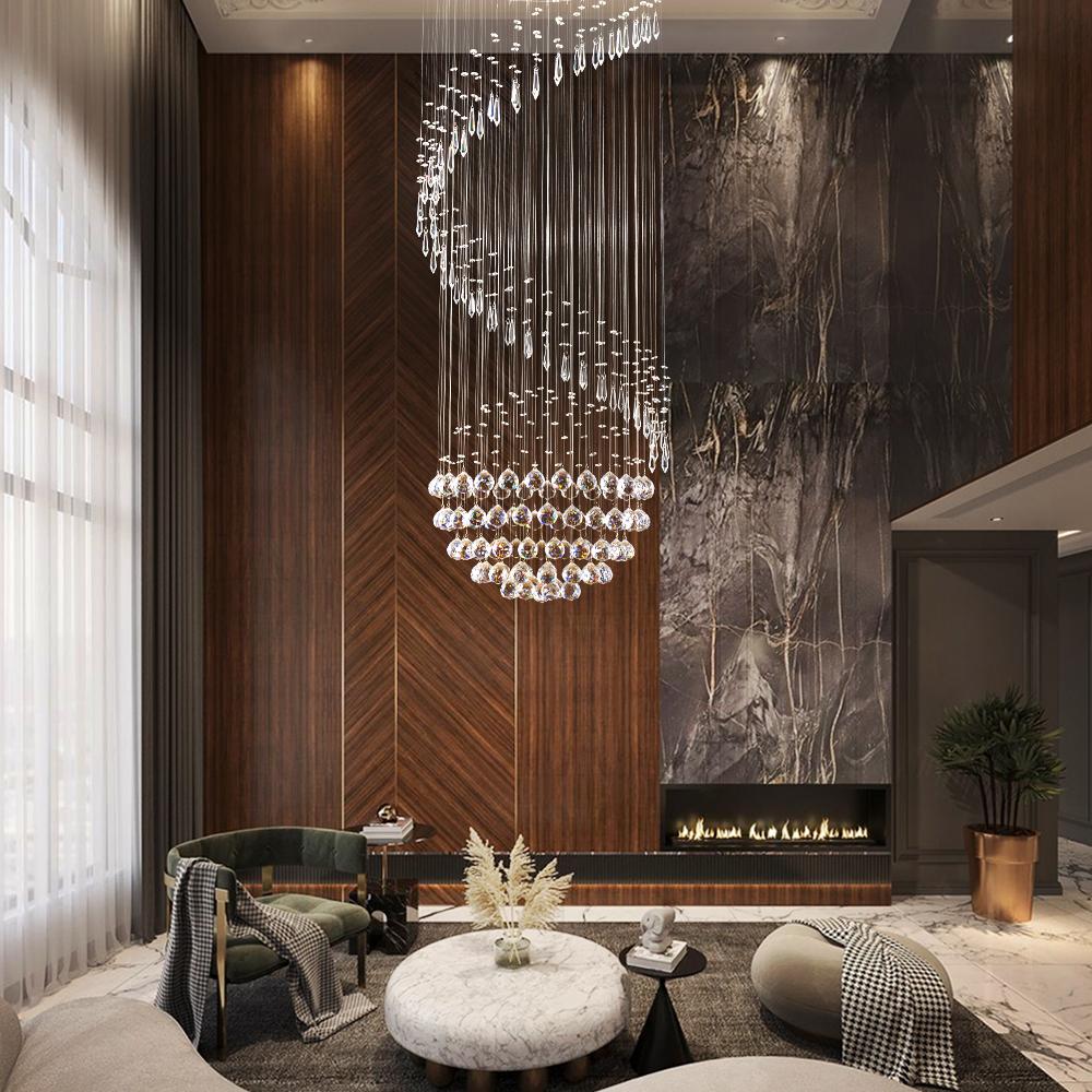 Lustre Spirale en Cristal K9 pour Escalier