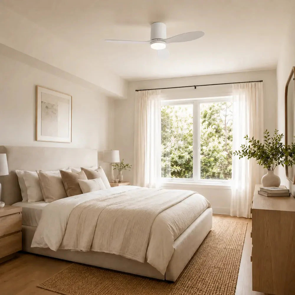 Ventilateur de Plafond Silencieux Blanc Moderne LED