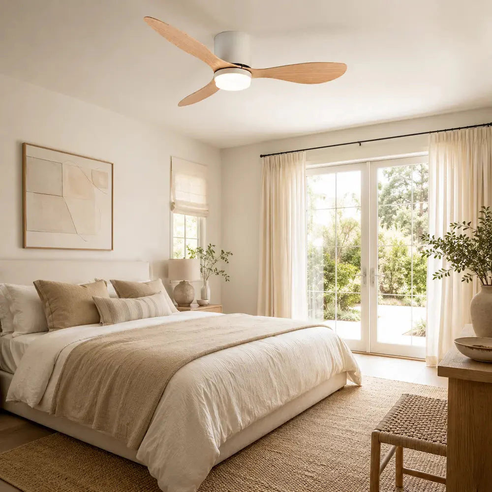 Ventilateur de Plafond Silencieux Bois Clair LED
