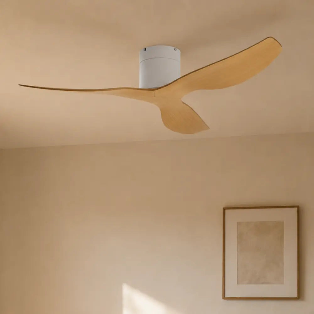 Ventilateur de Plafond Silencieux Design Plat Bois Clair
