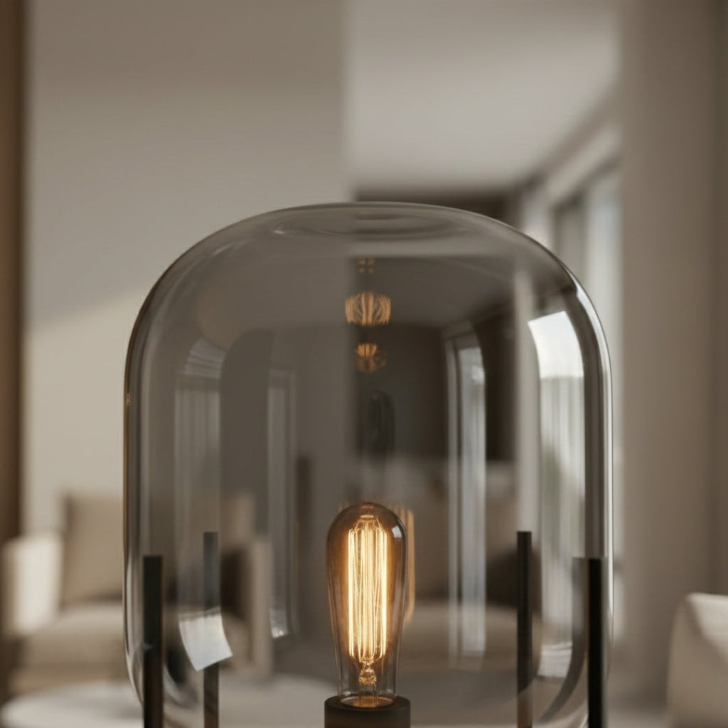 Lampe De Chevet En Verre Fumé