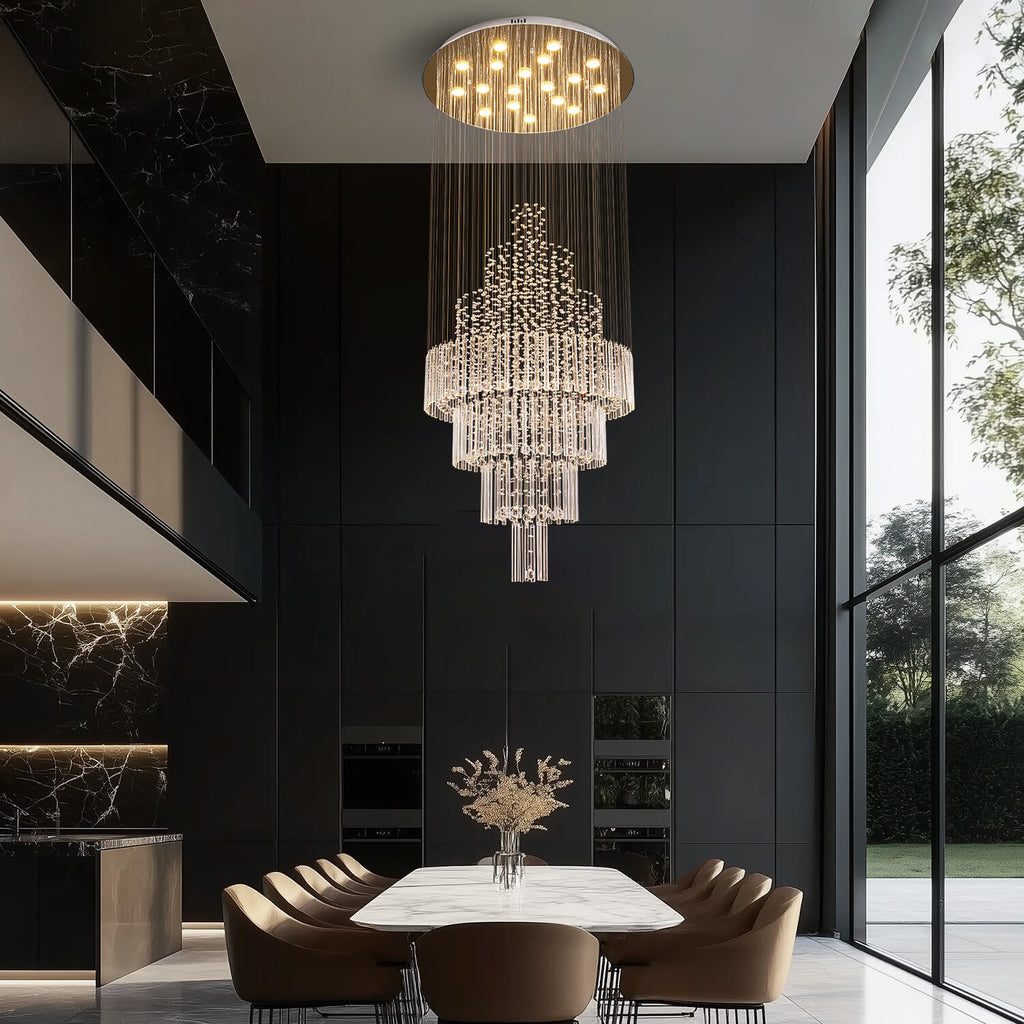 Lustre Rond Cristal Argenté