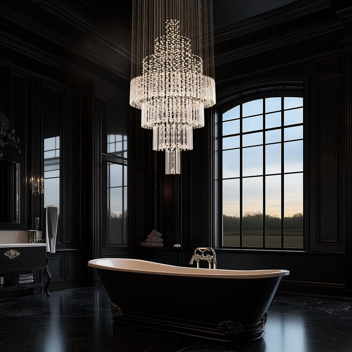Lustre Rond Cristal Argenté