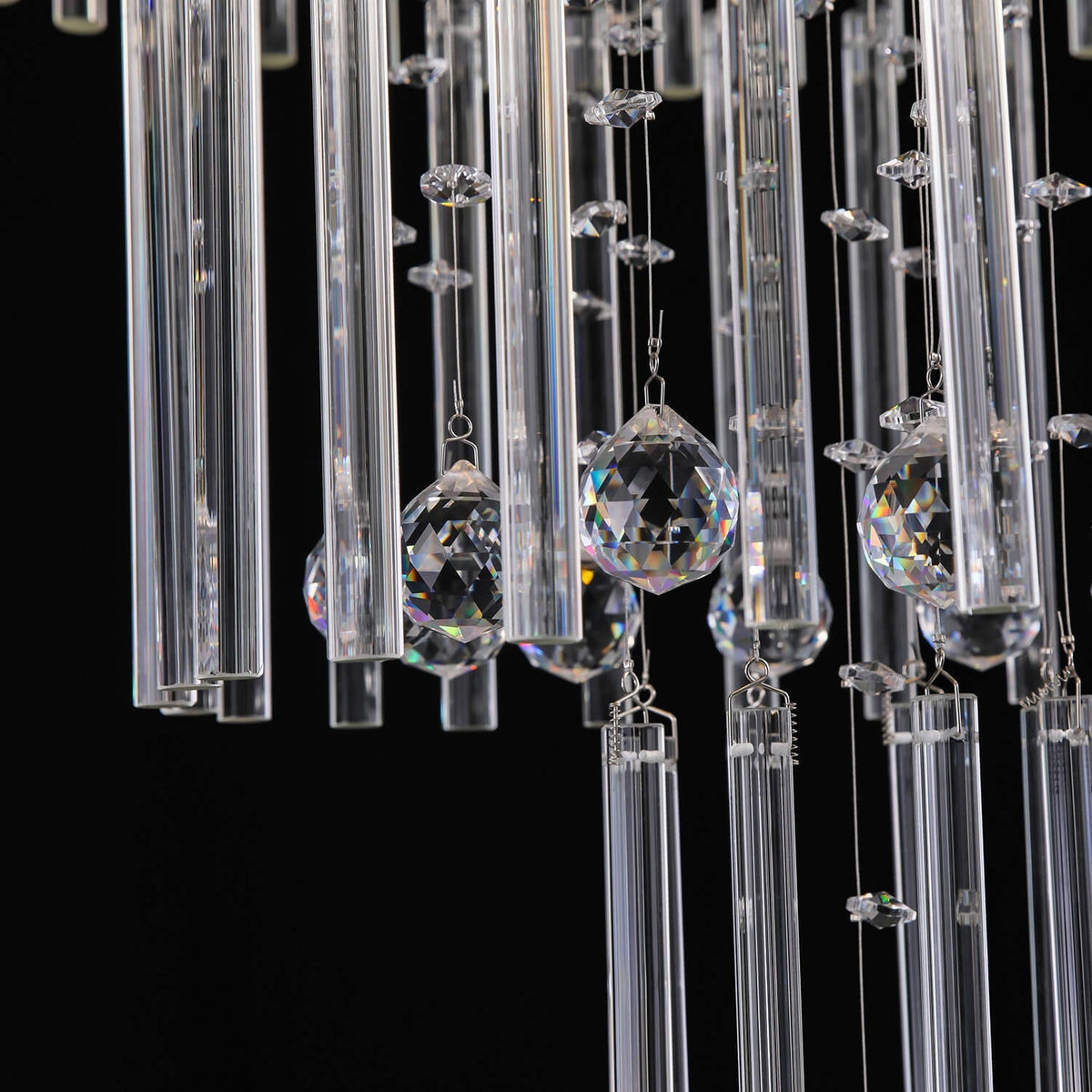 Lustre Rond Cristal Argenté