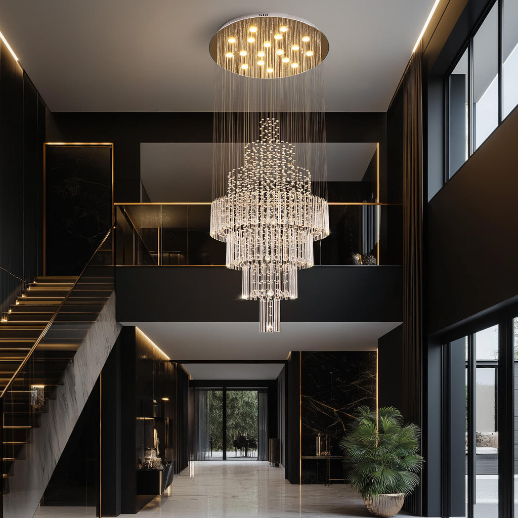 Lustre Rond Cristal Argenté