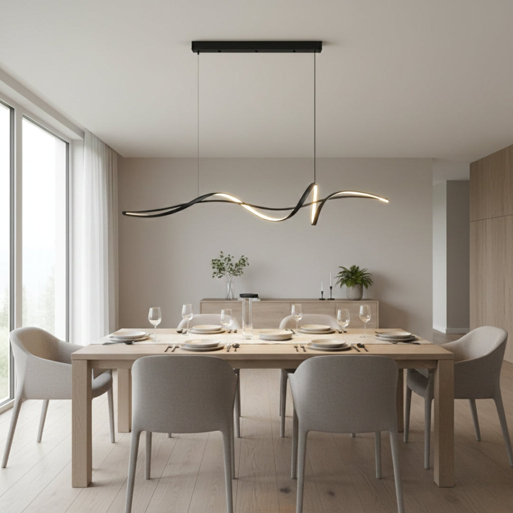 Lustre LED Design en Aluminium – Salle à Manger