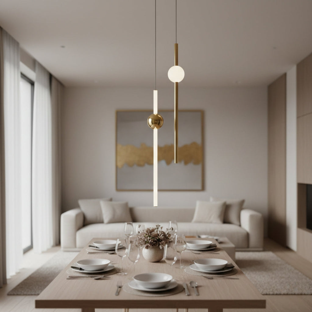 Lustre LED Orion en Tubes Dorés Design