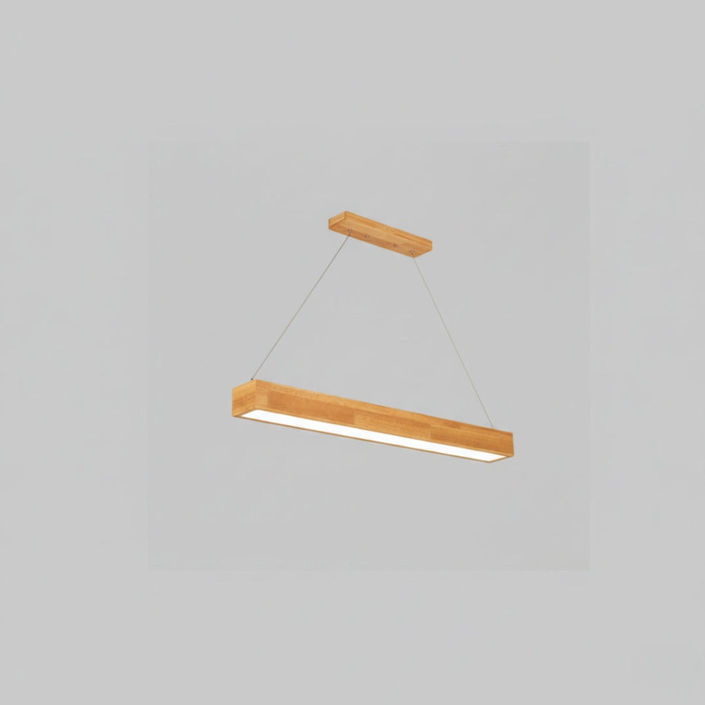 Lustre LED Rectangulaire en Bois Design Moderne