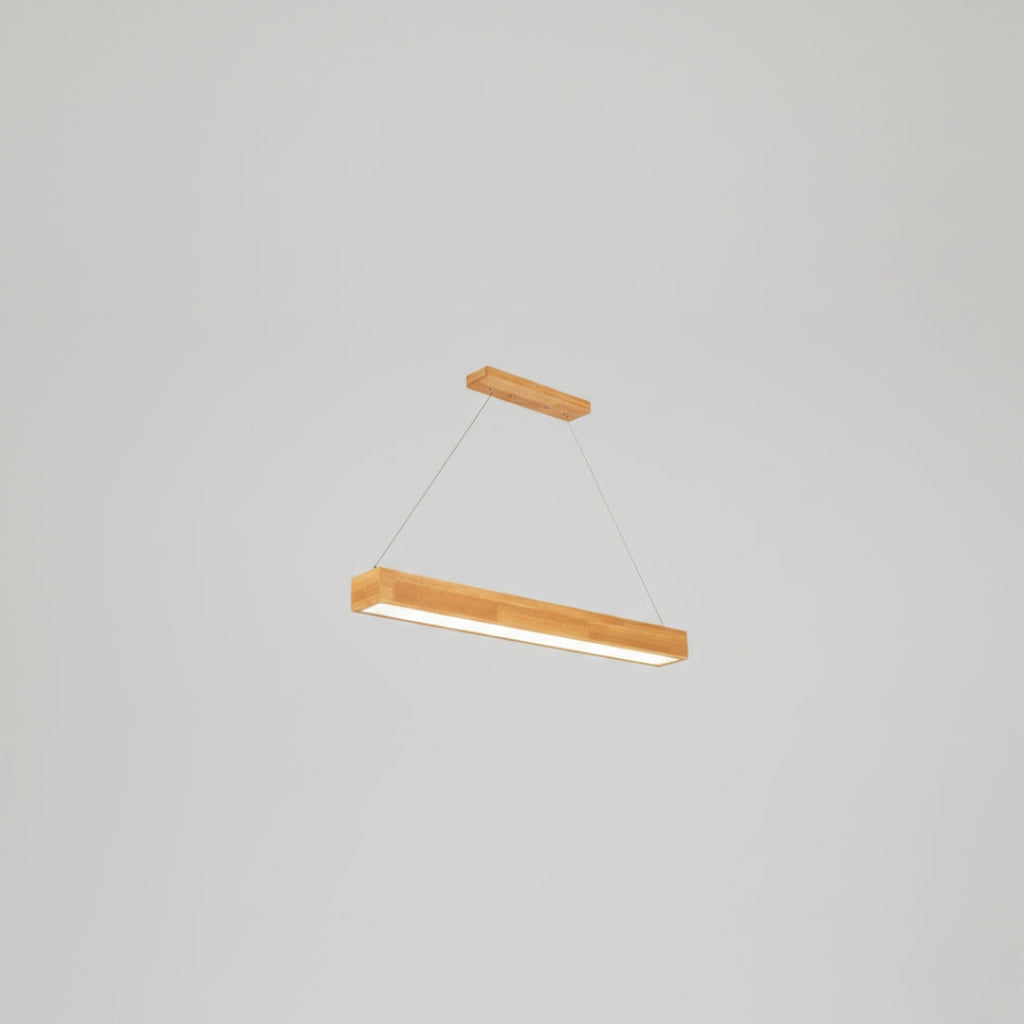 Lustre LED Rectangulaire en Bois Design Moderne