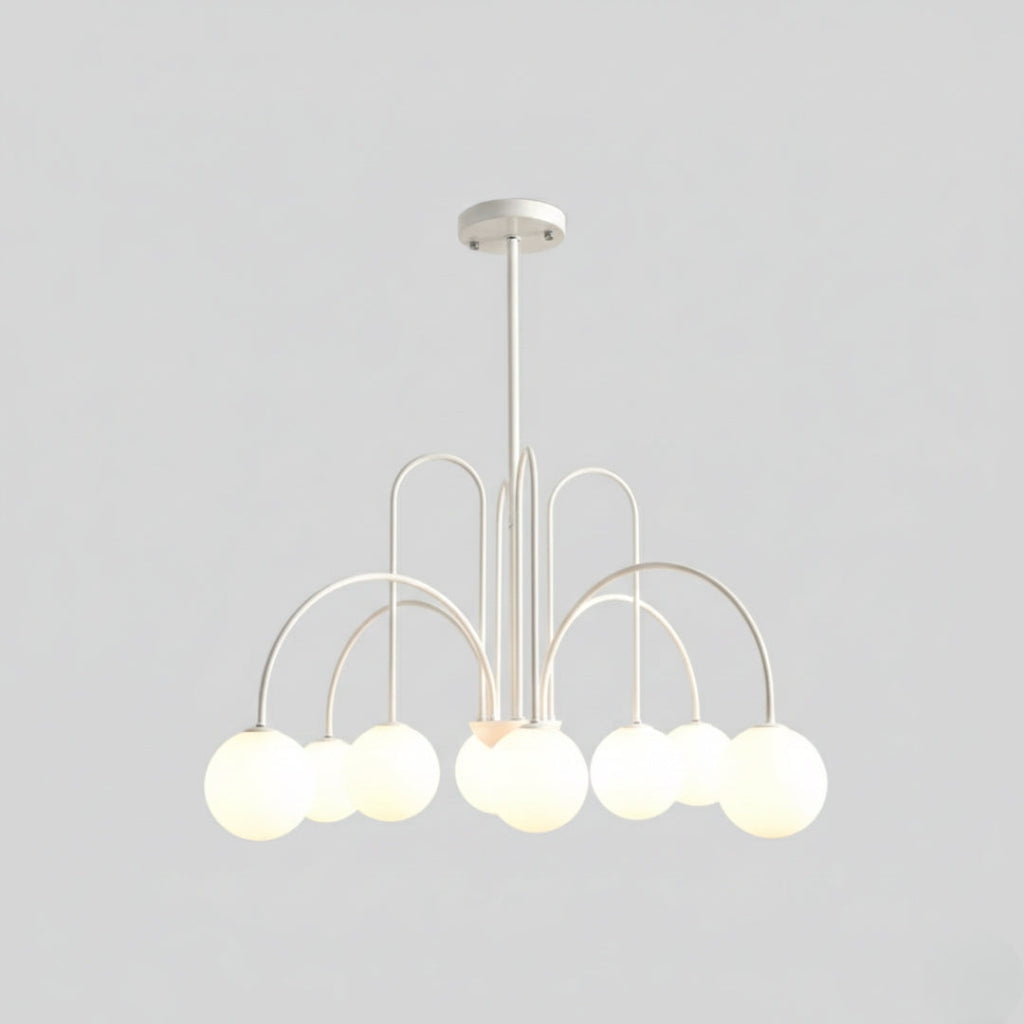 Lustre LED à Branches Dorées & Globes en Verre