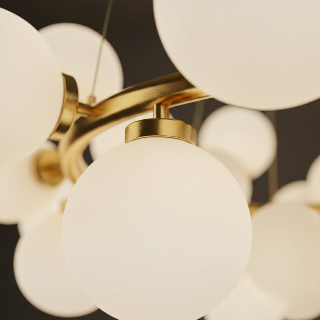 Lustre LED en Métal et Boules de Verre Modernes