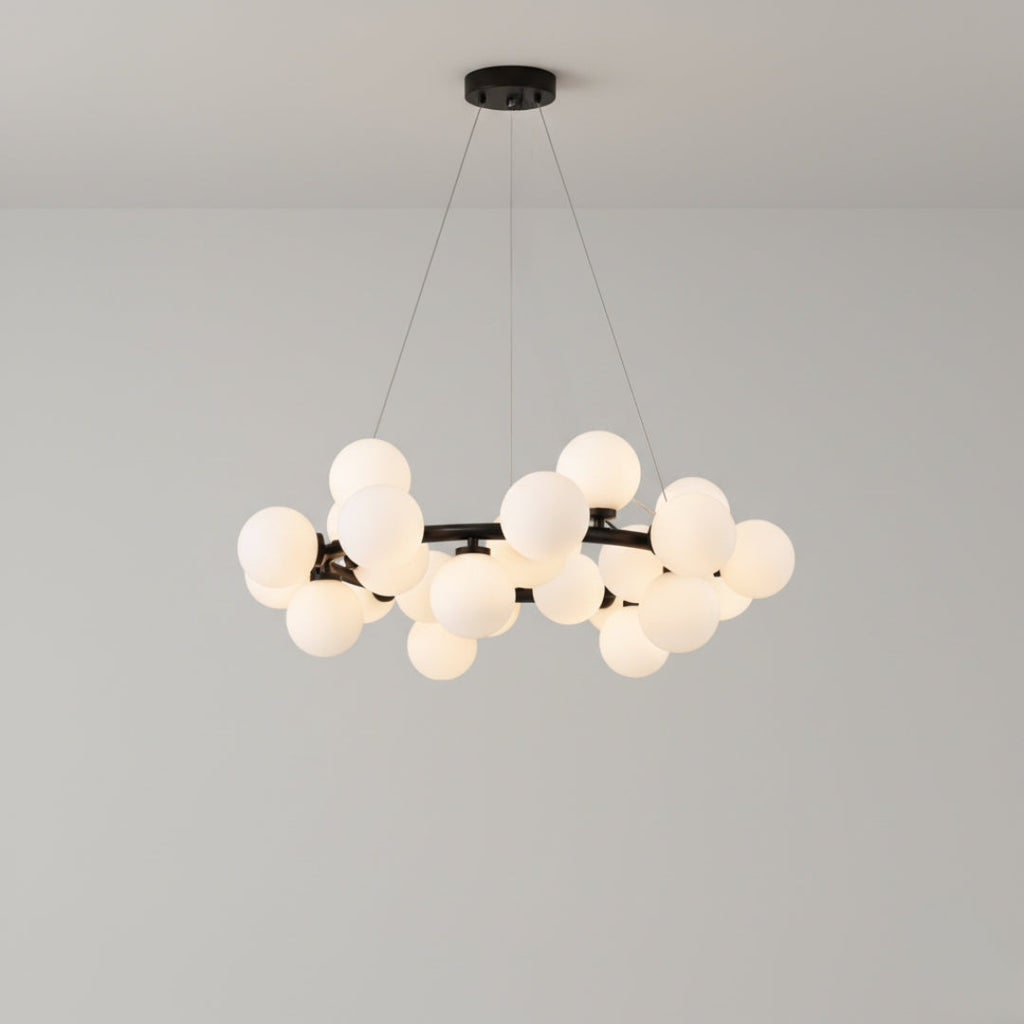 Lustre LED en Métal et Boules de Verre Modernes