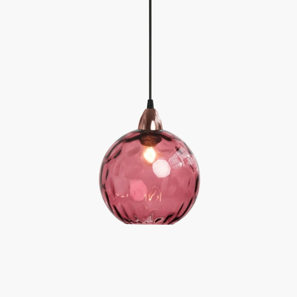 Lustre Moderne Boule en Verre Effet Givré