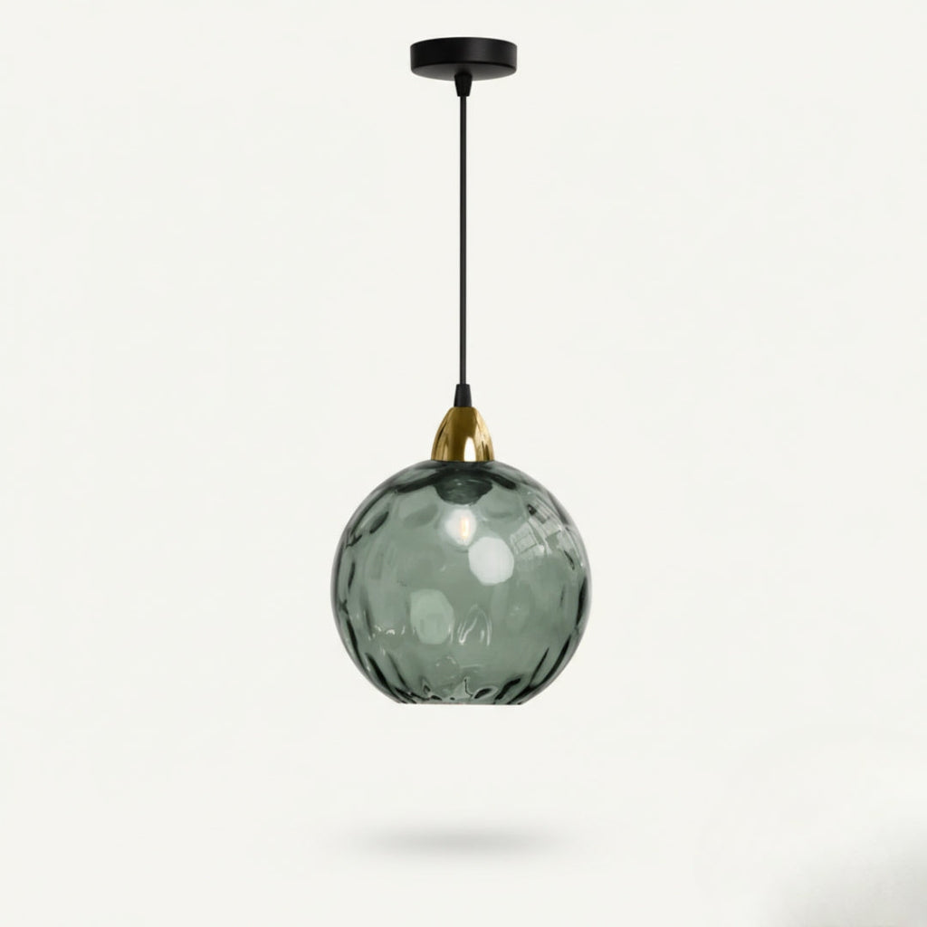 Lustre Moderne Boule en Verre Effet Givré