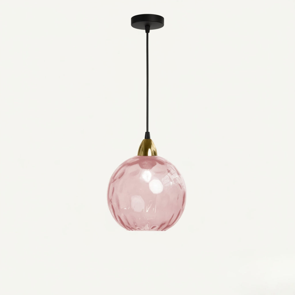 Lustre Moderne Boule en Verre Effet Givré