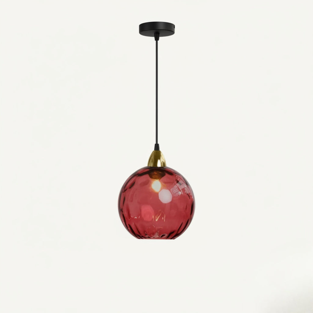 Lustre Moderne Boule en Verre Effet Givré