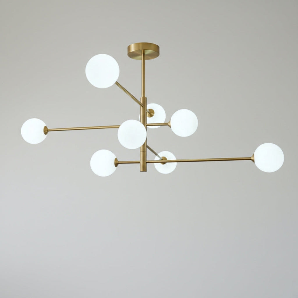 Lustre nordique moderne en verre et laiton – Élégance raffinée