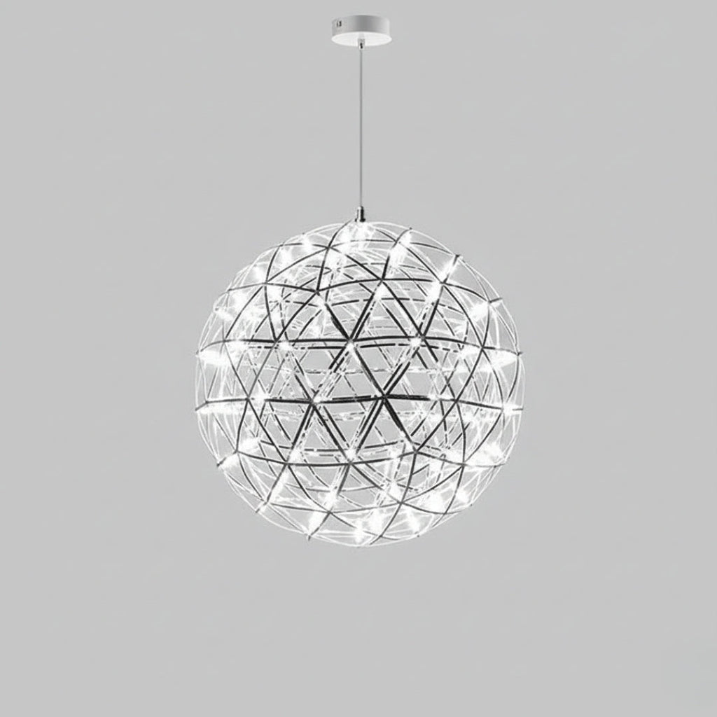Lustre suspension LED loft en acier inoxydable Spark Ball