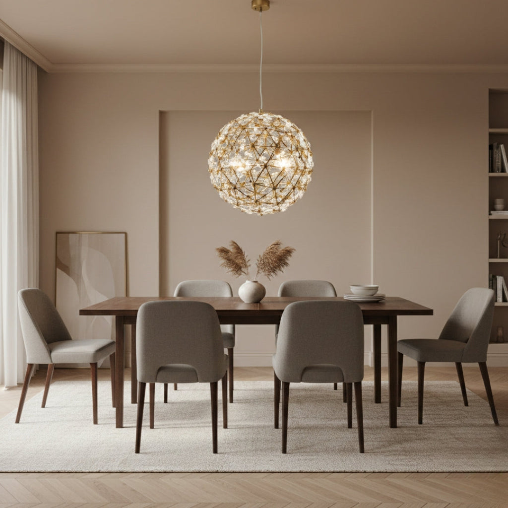 Lustre suspension LED loft en acier inoxydable Spark Ball