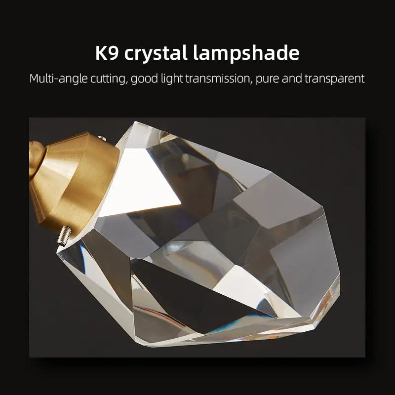 Lustre Doré en Verre et Cristaux