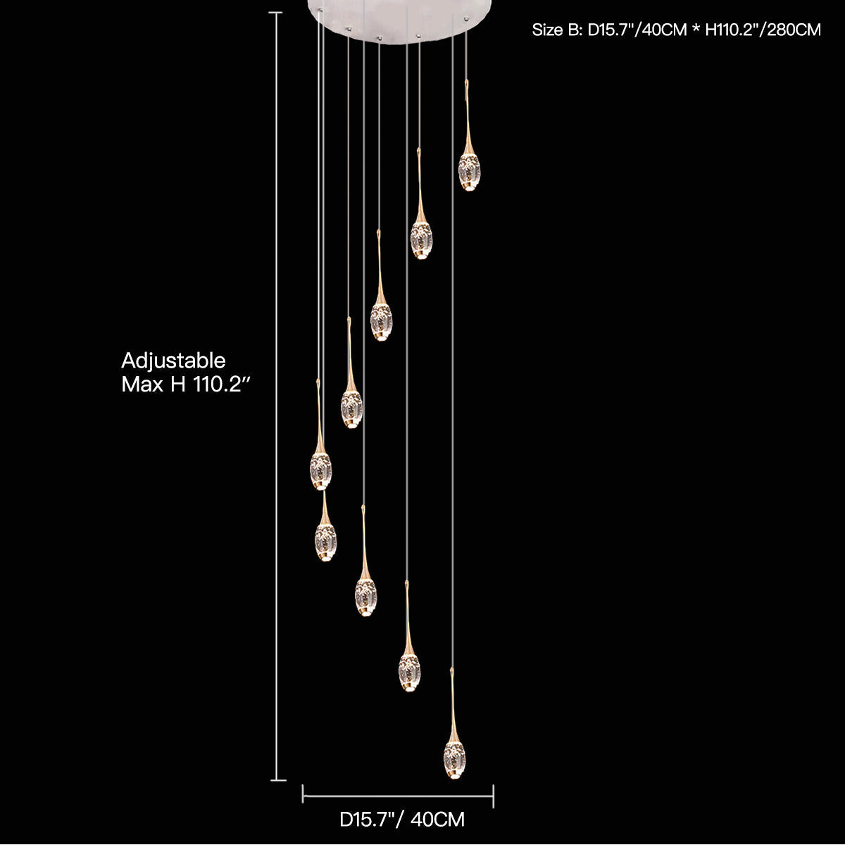 Lustre Rotatif en Cristal LED pour Escalier